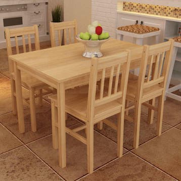 vidaXL Eettafel met 4 stoelen hout naturel, Verzenden