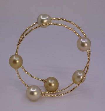 Bracelet - 18 carats Or jaune, Perles des Mers du Sud dorées