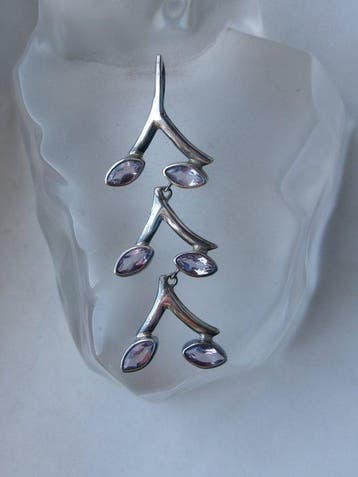 Zilver, amethist - Hanger - Art Deco/Bauhaus-stijl - gratis