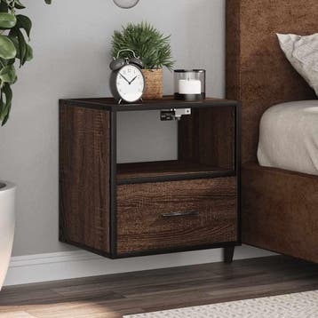 vidaXL Nachtkastjes 2st wandgemonteerd 40x31x39,5cm bruin, Verzenden, Nieuw