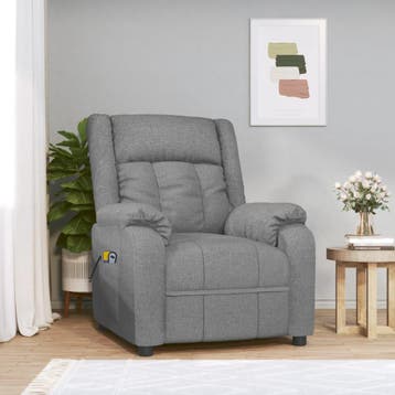 vidaXL Massagestoel elektrisch stof lichtgrijs, Verzenden