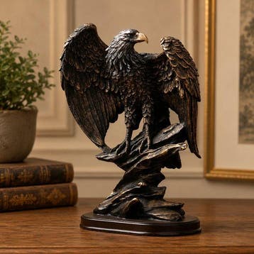 sculptuur, Bronzed Eagle Sculpture – Majestic Bird of Prey, Antiek en Kunst