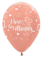 Ballonnen Vive Les Maries Hearts Metallic Rose Gold 30cm 25s, Verzenden, Nieuw