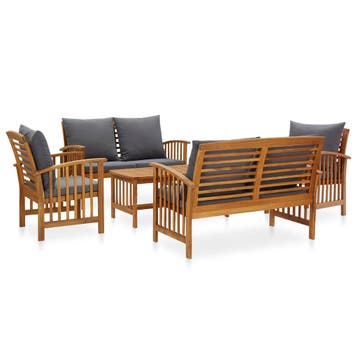 vidaXL 5-delige Loungeset met kussens massief acaciahout, Verzenden, Loungeset