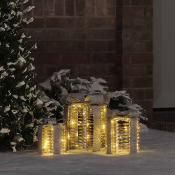 vidaXL Cadeau Box Decoratie 3 st 60 LEDs Warmwit 20 x 20 x, Verzenden