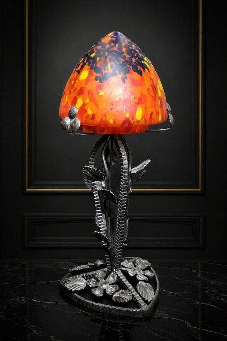 Tafellamp - IJzer, Glas, Antiquités & Art, Curiosités & Brocante