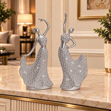 Beeldje - Dancing Women Sculpture Modern Figurine (2) - Hars
