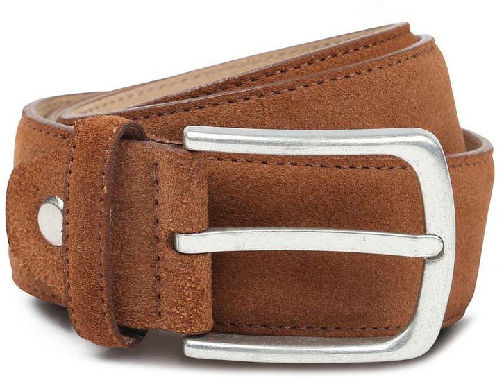 Suitable Riem Suède Leer Cognac maat 85 Heren, Kleding | Heren, Riemen en Ceintuurs, Riem of Ceintuur, Nieuw, Echt leder, Verzenden
