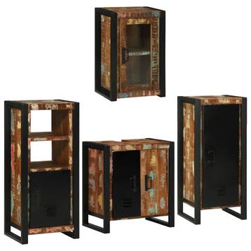 vidaXL Badkamermeubel Set 4 pcs Multikleur Massief, Verzenden, Nieuw