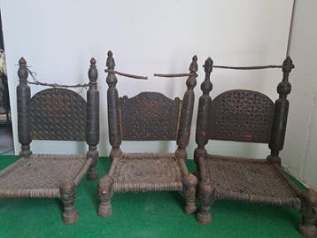Trois chaises de la vallée de Swat - Bois - Afghanistan -, Antiquités & Art
