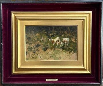 Tito Pellicciotti (1871-1950) - Paesaggio Con Vitelli