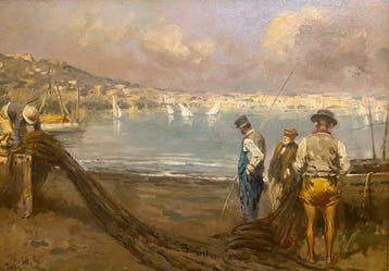 Giovanni Panza (1894-1989) - Pescatori sulla riva