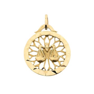 Gouden sterrenbeeld hanger; Weegschaal (Hanger of bedel), Ophalen of Verzenden, Gebruikt, Goud, Overige merken
