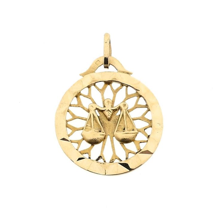 Gouden sterrenbeeld hanger; Weegschaal (Hanger of bedel), Bijoux, Sacs & Beauté, Bracelets à breloques, Enlèvement ou Envoi