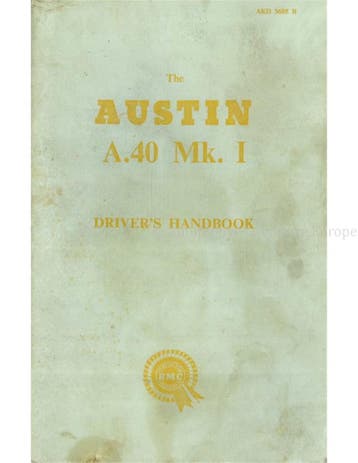 1959 AUSTIN A40 MK. I INSTRUCTIEBOEKJE ENGELS