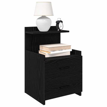 vidaXL Nachtkastje met 2 lades zwart 40x36,5x62 cm, Verzenden, Nieuw