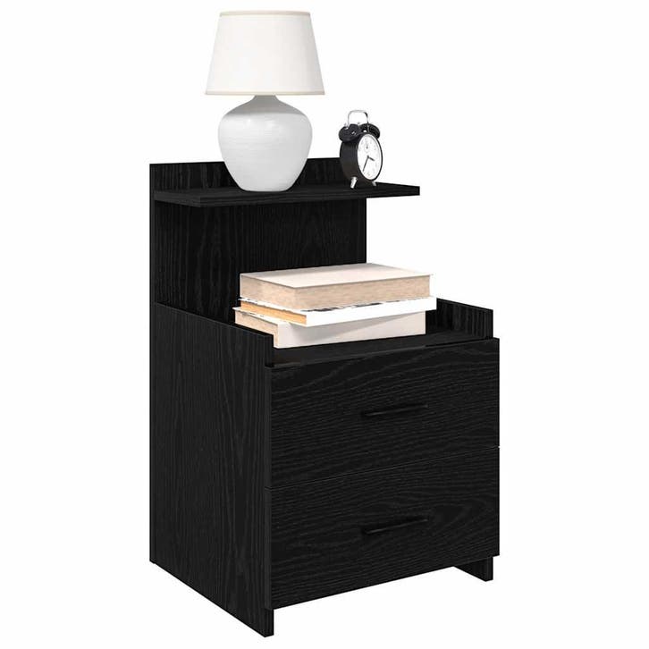vidaXL Nachtkastje met 2 lades zwart 40x36,5x62 cm, Huis en Inrichting, Slaapkamer | Nachtkastjes, Nieuw, Verzenden
