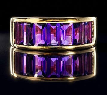 Zonder minimumprijs - Ring 925 zilver, verguld, amethist,, Nieuw