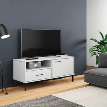 vidaXL Tv-meubel met metalen poten OSLO massief grenenhout, Verzenden