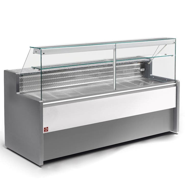 Gekoelde vitrinetoonbank met rechte ruit 90°, met reserve -, Articles professionnels, Horeca | Équipement de cuisine, Envoi