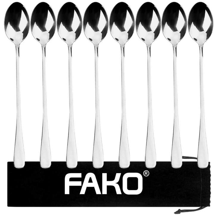 Fako Bijoux - 8 Lange Lepels - Latte Macchiato - Longdrink -, Huis en Inrichting, Keuken | Bestek, Verzenden