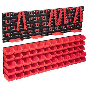 vidaXL 136 -delige Opslagbakkenset met wandpanelen rood en, Doe-het-zelf en Bouw, Verzenden, Nieuw