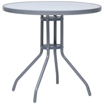 vidaXL Tuintafel 80 cm staal en glas lichtgrijs, Tuin en Terras, Tuintafels, Verzenden, Nieuw