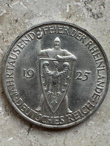 Allemagne, République de Weimar 5 Reichsmark 1925 D / 1000th, Postzegels en Munten