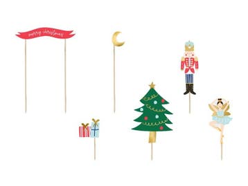 Caketopper Kerst 19cm 6st, Verzenden