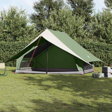 vidaXL Familietent met dak Groen en Wit 315 x 286 x 200 cm, Verzenden, Nieuw