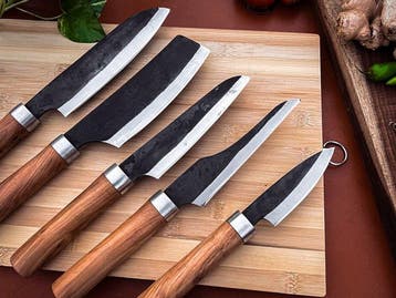 Keukenmes - Kitchen knife set - 736 - Staal, Hout,