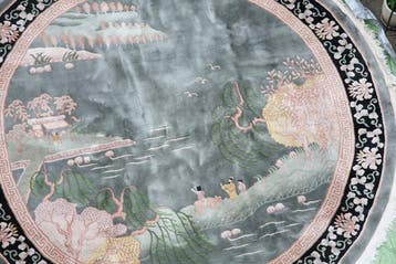 Rond tapijt van wol, handgemaakt in China, met