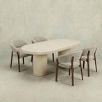 Eettafel Capsule Maya Microcement Cilinderpoot 180 cm Beige, Huis en Inrichting, Verzenden, Nieuw, Industriële meubels, Overige vormen