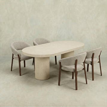 Eettafel Capsule Maya Microcement Cilinderpoot 180 cm Beige, Verzenden, Nieuw, Industriële meubels, Overige vormen