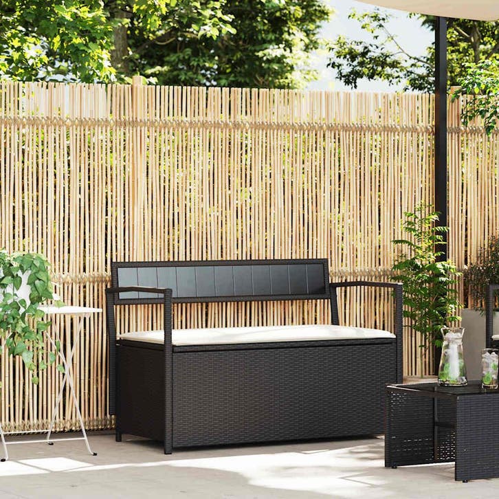 vidaXL Tuinbank met kussen, zwart polyrotan, Tuin en Terras, Tuinsets en Loungesets, Nieuw, Verzenden