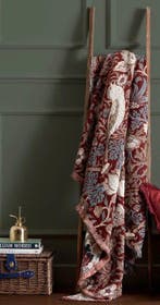 Plaid Jacquard Strawberry Thief Berry –William Morris, 170, Antiek en Kunst
