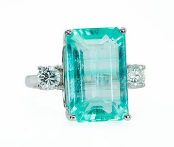 Sans prix de réserve - Bague - 14 carats Or blanc, Bleu-vert, Nieuw