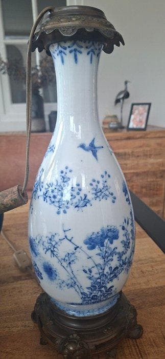 Lampe - Porcelaine - Lampe-vase bleu et blanc avec