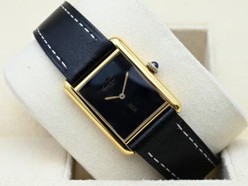 Cartier Tank Vermeil Year 1981 (Box & Papers), Handtassen en Accessoires, Horloges | Heren, Overige merken, Leer, Polshorloge