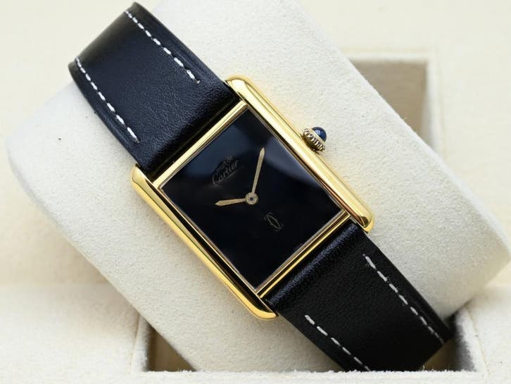 Cartier Tank Vermeil Year 1981 (Box & Papers), Handtassen en Accessoires, Horloges | Heren, Leer, Zo goed als nieuw, Goud, Overige merken