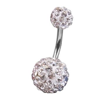 Fako Bijoux - Navelpiercing - Disco Dots Duo - 8mm - Wit, Handtassen en Accessoires, Piercings, Verzenden, Nieuw