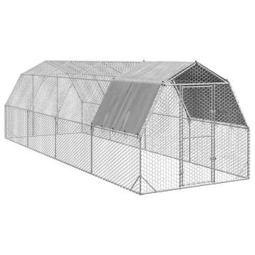 vidaXL Kippenren met dak 2,5x8x2,25 m gegalvaniseerd staal, Verzenden, Nieuw