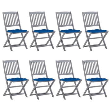 vidaXL Inklapbare stoelen 8 st met kussens massief, Verzenden, Nieuw