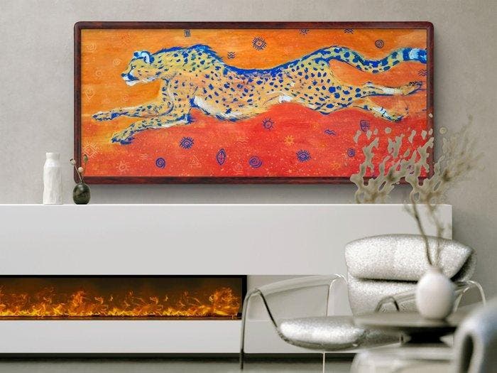 Azi - Wild fire XXL handpainted acrylic, Antiek en Kunst, Kunst | Schilderijen | Modern