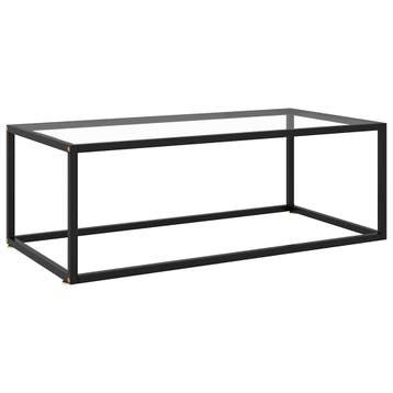 vidaXL Salontafel met gehard glas 100x50x35 cm zwart, Verzenden, Nieuw
