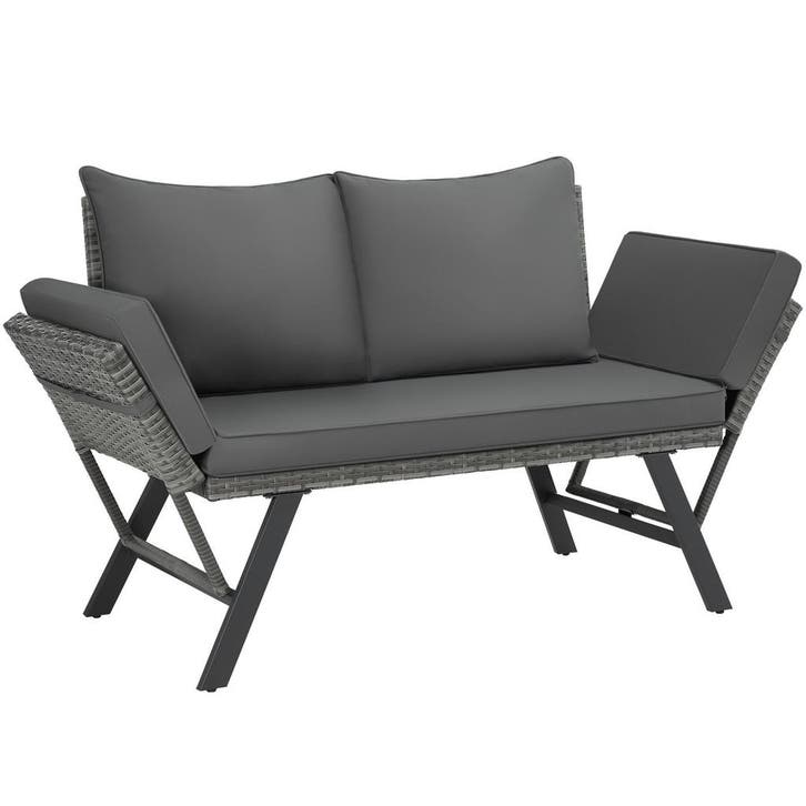 tectake Wicker-loungesofa Sintra, verstelbare armleuningen,, Tuin en Terras, Tuinsets en Loungesets, Verzenden