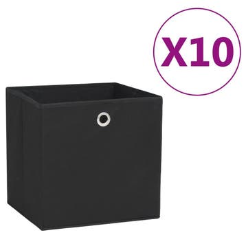 vidaXL Opbergboxen 10 st 28x28x28 cm nonwoven stof zwart, Verzenden, Nieuw