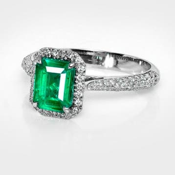 Zonder minimumprijs - Ring - 14 karaat Witgoud, IGI 1,42 ct