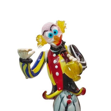 Tagliapietra - sculptuur, Pagliaccio con fiasca - 27 cm -