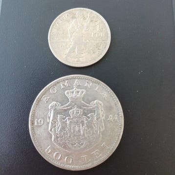 Roumanie. Lot of 2 coins: 1 Leu 1910 & 500 Lei 1944 (Sans, Postzegels en Munten